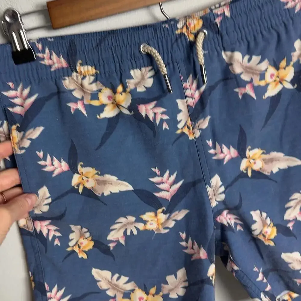 Fair Harbor Swim Trunks Size Large Blue Floral Tropical Twilight Men’s